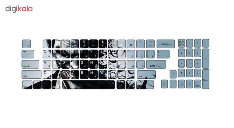 برچسب حروف فارسی کیبورد گراسیپا طرح Dark Ghost کد 102
