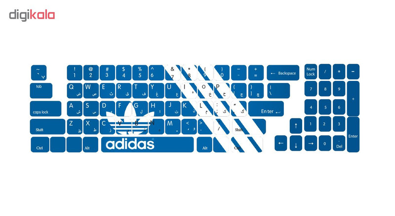 برچسب حروف فارسی کیبورد گراسیپا طرح Adidas کد 102