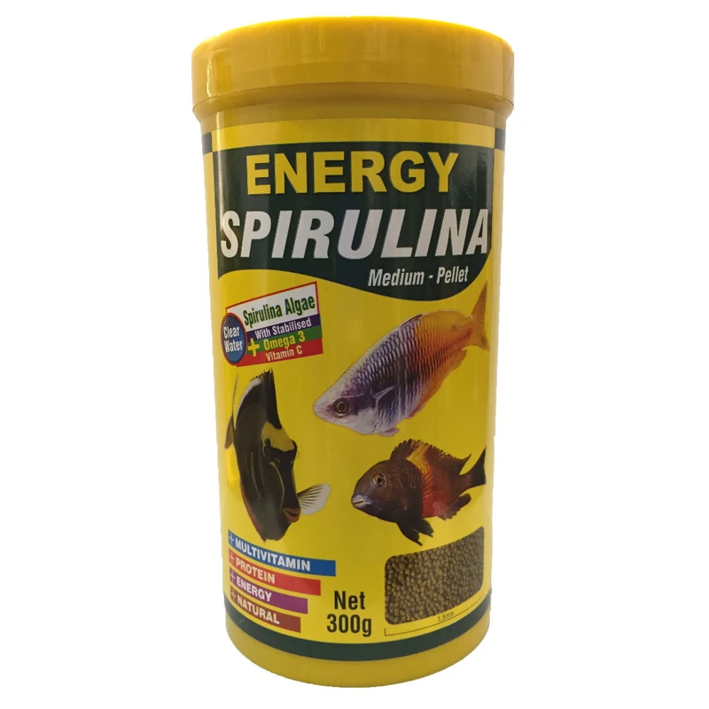 غذا ماهی انرژی مدل spirulina medium-pellet وزن 300 گرم