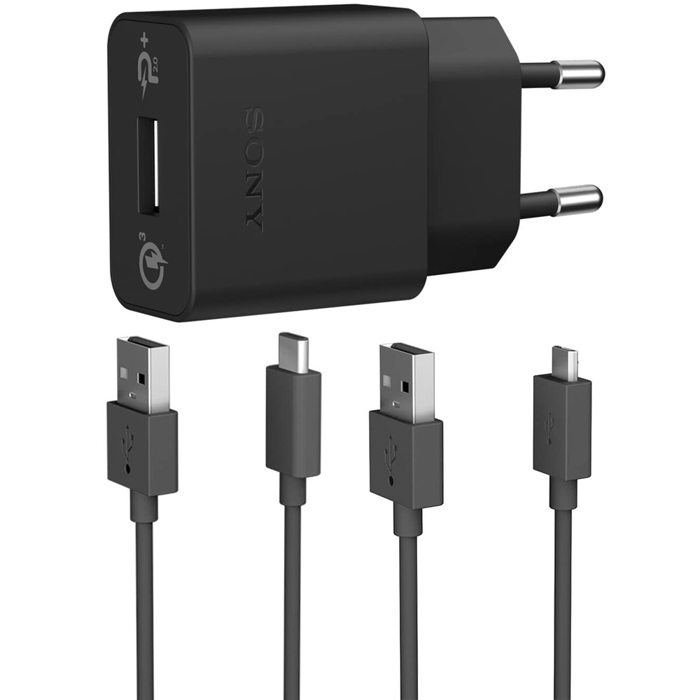 شارژر دیواری سونی مدل UCH12W به همراه کابل تبدیل microUSB و USB-C