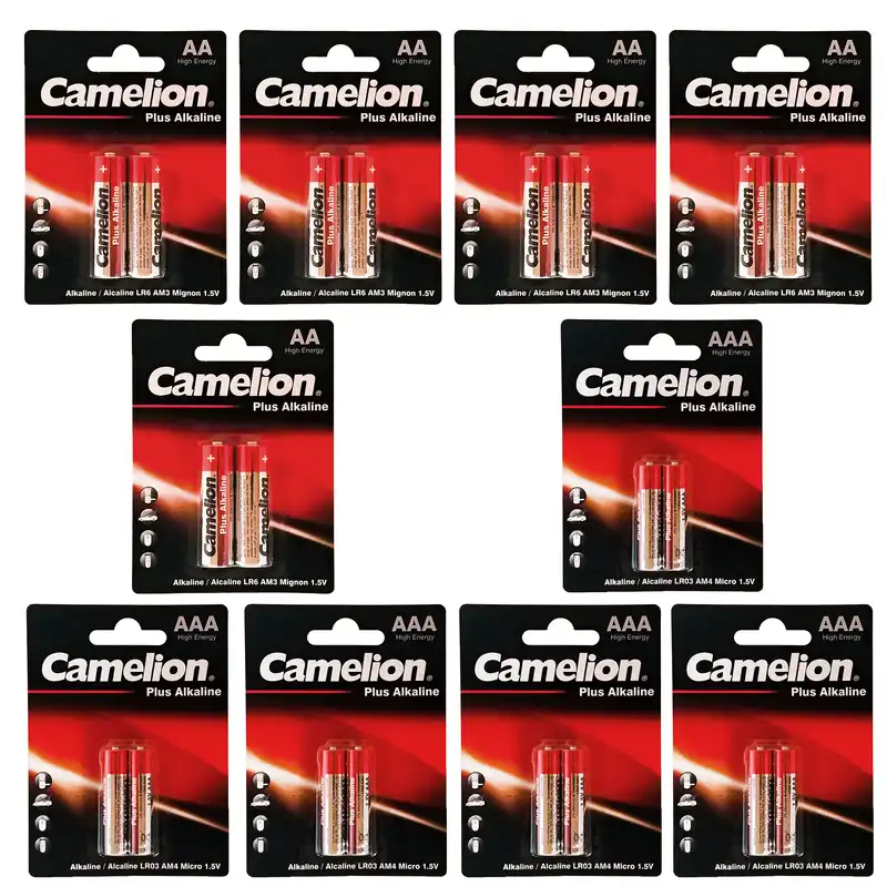 باتری قلمی و نیم قلمی کملیون مدل Plus Alkaline بسته 20 عددی