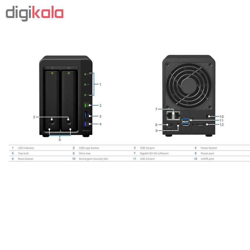 ذخیره ساز تحت شبکه سینولوژی مدل DiskStation DS716 Plus II