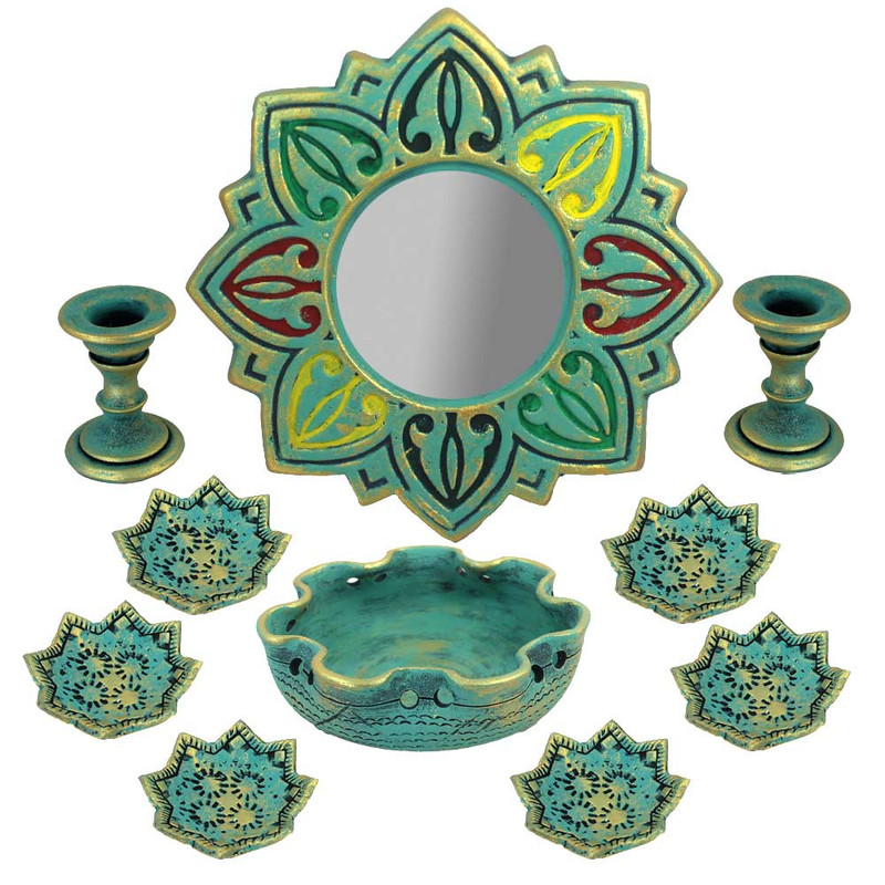 مجموعه ظروف هفت سین 10 پارچه مدل خورشید