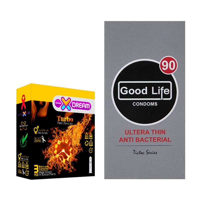کاندوم گودلایف مدل Ultra Thin Anti Bacterial بسته 12 عددی به همراه کاندوم ایکس دریم مدل Turbo بسته 3 عددی کاندوم گودلایف مدل Ultra Thin Anti Bacterial بسته 12 عددی به همراه کاندوم ایکس دریم مدل Turbo بسته 3 عددی