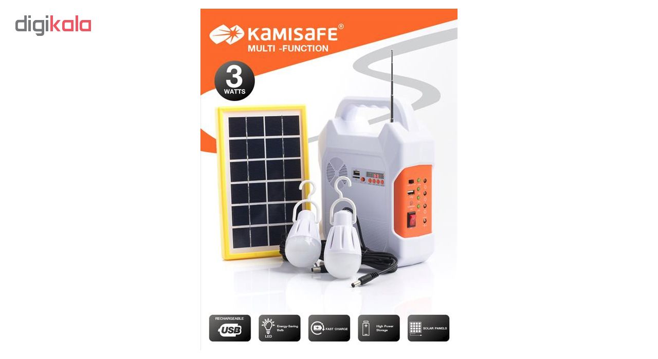 سیستم روشنایی و پاوربانک خورشیدی و اسپیکر کامیسیف مدل KM-915