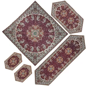 ست 5 تکه رومیزی ترمه طرح نسترن مدل ZRSH5/5