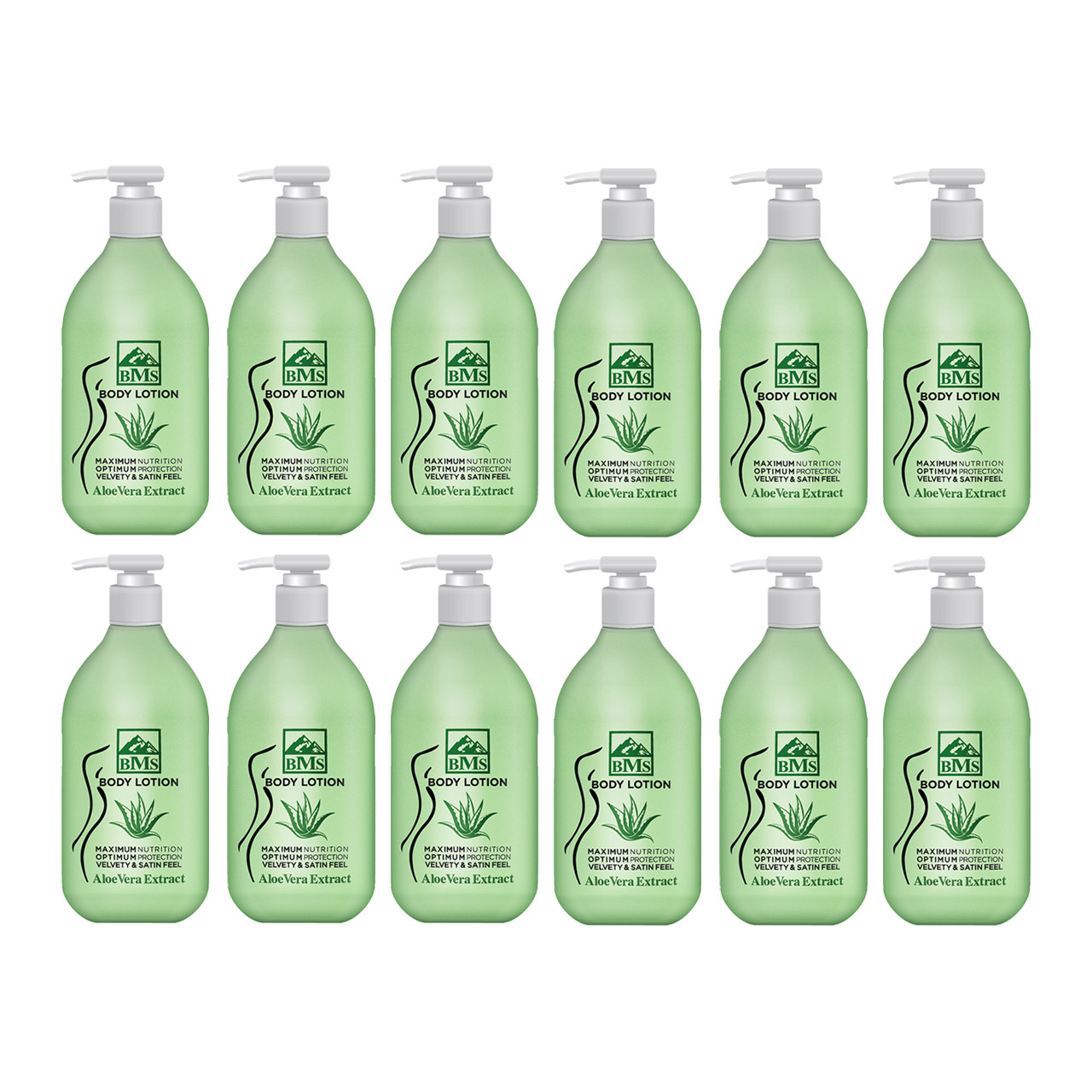 لوسیون بدن بی ام اس مدل Aloe vera حجم 300 میلی لیتر مجموعه 12 عددی