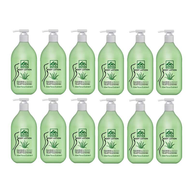 لوسیون بدن بی ام اس مدل Aloe vera حجم 300 میلی لیتر مجموعه 12 عددی