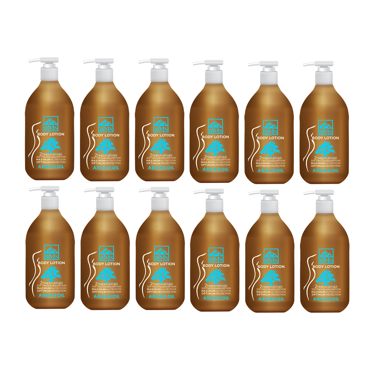 لوسیون بدن بی ام اس مدل Argan حجم 300 میلی لیتر مجموعه 12 عددی