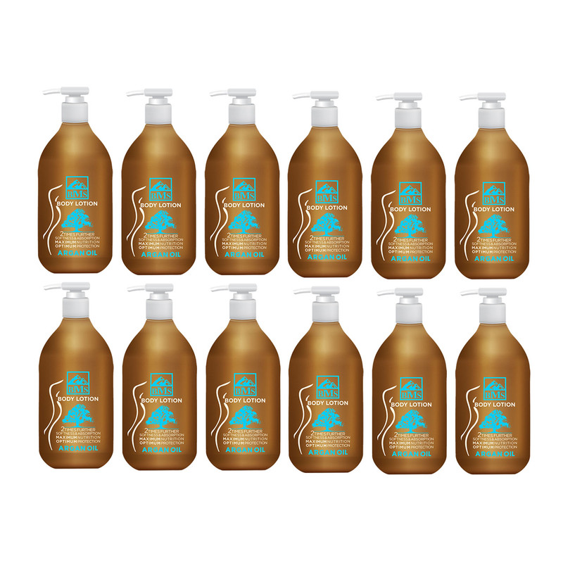 لوسیون بدن بی ام اس مدل Argan حجم 300 میلی لیتر مجموعه 12 عددی