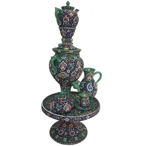 سرویس یازده پارچه سماور و چای خوری میناکاری کد 001