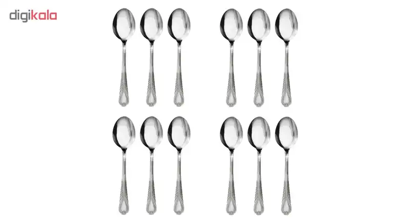 قاشق غذاخوری مدل Qou طرح گل گندم بسته 12 عددی