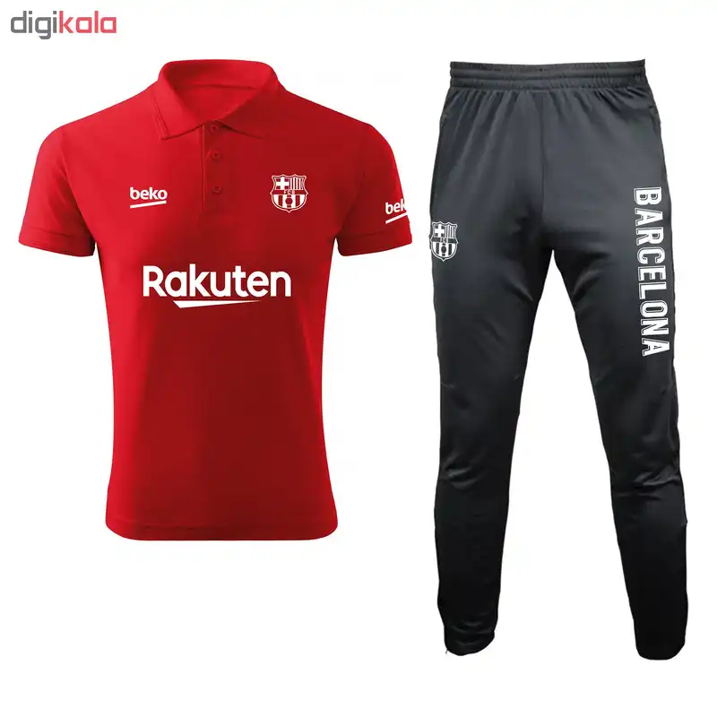ست پولوشرت و شلوار ورزشی مردانه طرح بارسلونا مدل r190381