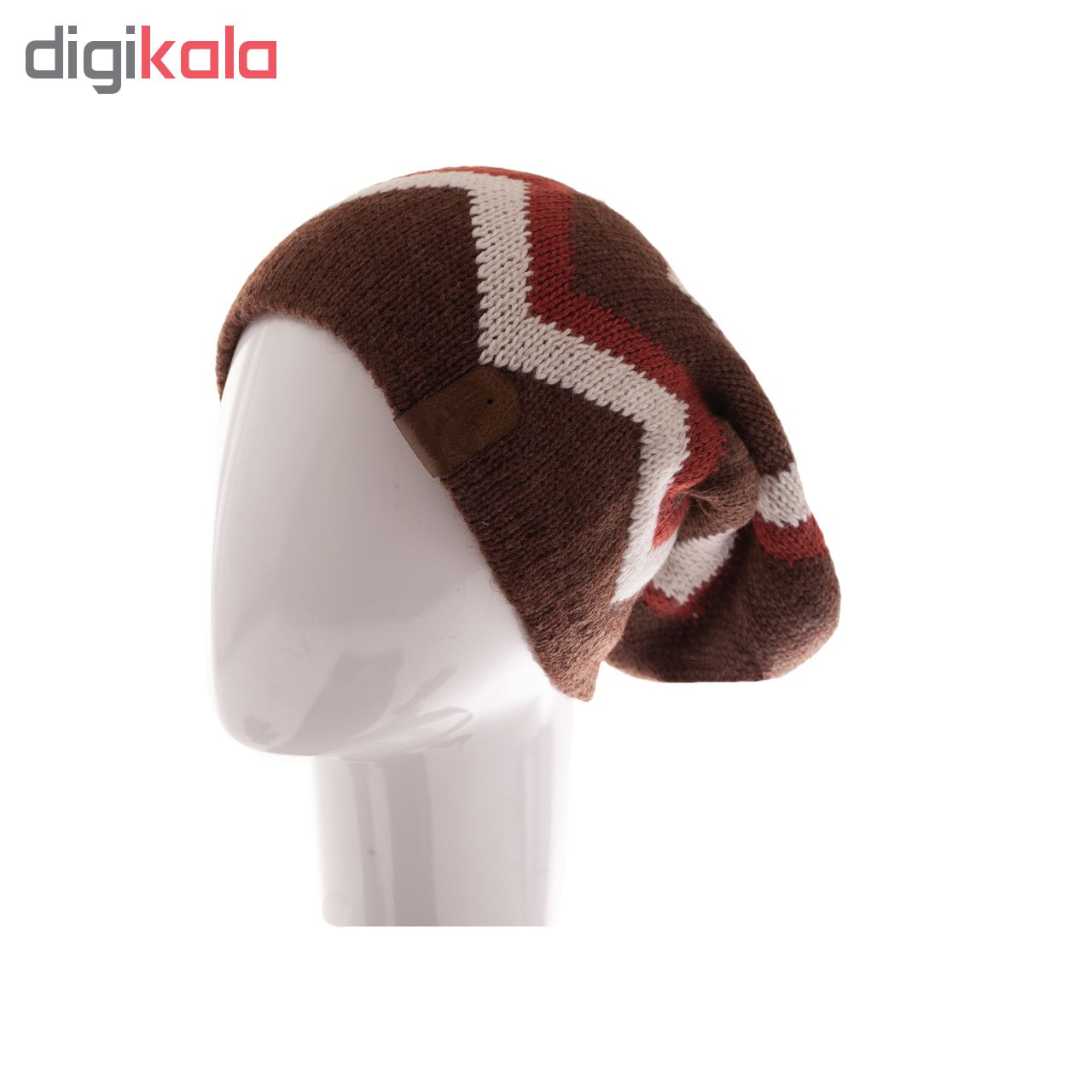 ست کلاه شال گردن و دستکش تارتن مدل 320 رنگ قهوه ای