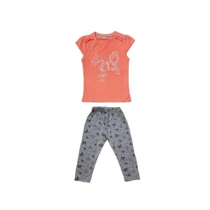 ست تی شرت و شلوار دخترانه مدل پروانه کد 0203