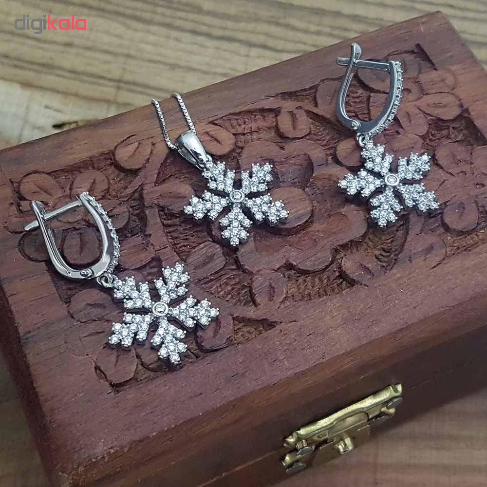 نیم ست نقره زنانه ترمه 1 طرح برف کد AR63