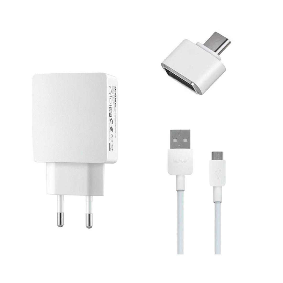شارژر دیواری مدل HW-050200E3W به همراه کابل تبدیل microUSB و مبدل OTG microUSB