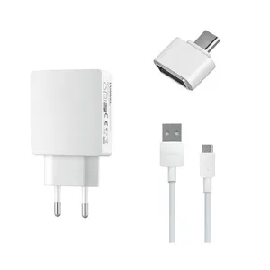 شارژر دیواری مدل HW-050200E3W به همراه کابل تبدیل microUSB و مبدل OTG microUSB