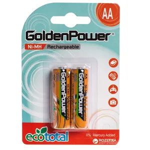 باتری قلمی قابل شارژ گلدن پاور مدل ecototal بسته دو عددی