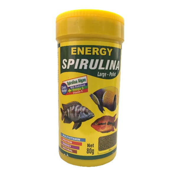 غذا ماهی انرژی مدل spirulina larg-pellet وزن 80 گرم