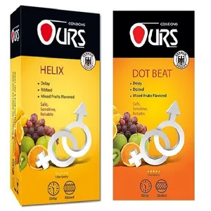 کاندوم اورز مدل HELIX بسته 12 عددی به همراه کاندوم مدل DOT BEAT بسته 12 عددی