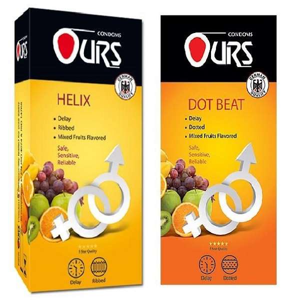 کاندوم اورز مدل HELIX بسته 12 عددی به همراه کاندوم مدل DOT BEAT بسته 12 عددی