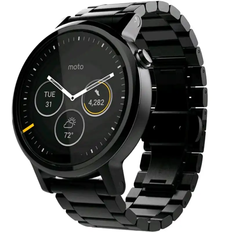 ساعت هوشمند موتورولا مردانه مدل موتو 360 سایز 46 میلی متر (نسل دوم) با بند فلزی مشکی