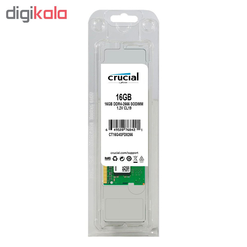 رم لپ تاپ DDR4 دو کاناله 2666 مگاهرتز CL19 کروشیال ظرفیت 16 گیگابایت 