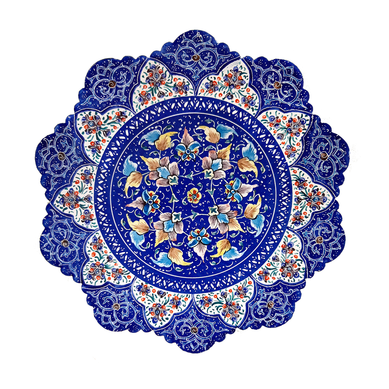بشقاب میناکاری طرح گل شاه عباسی مدل -20048-2