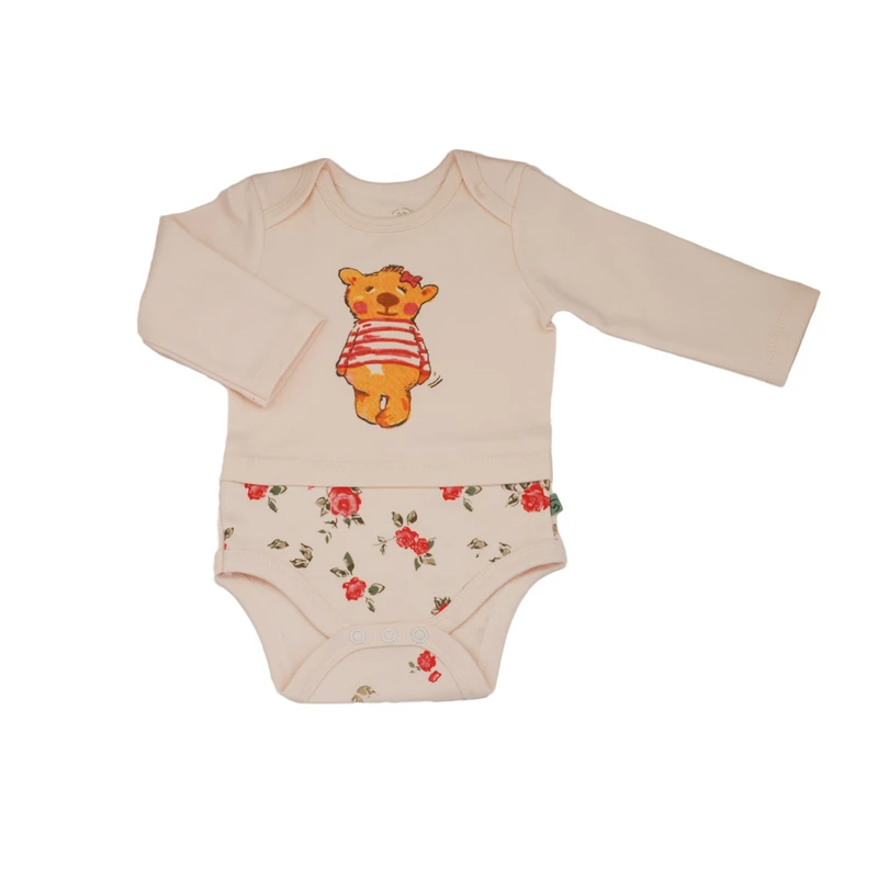 بادی آستین بلند نوزادی دخترانه شابن طرح خرس دختر