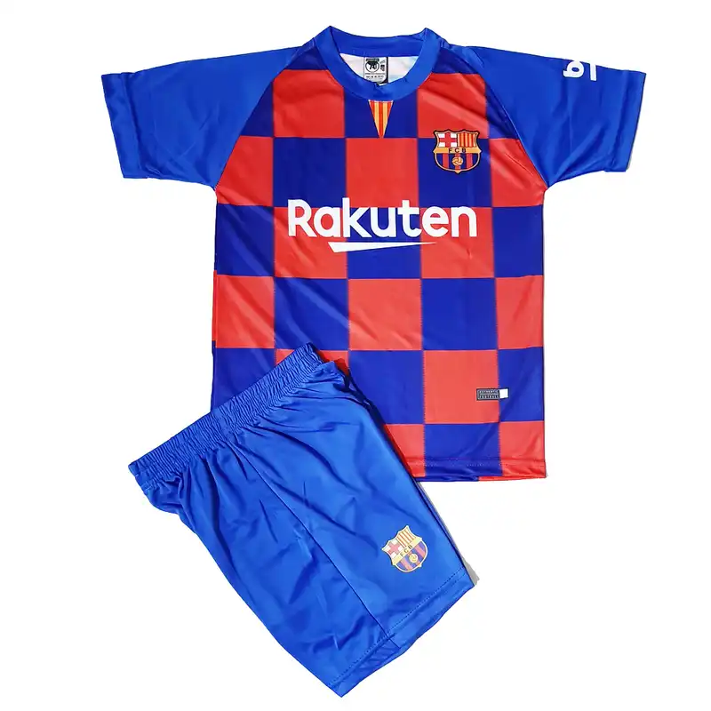 ست پیراهن و شورت ورزشی پسرانه طرح بارسلونا کد 2019
