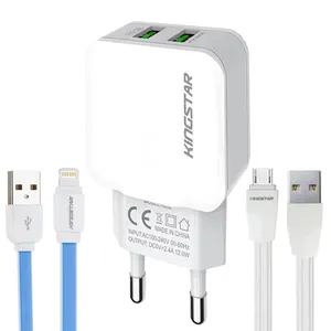 شارژر دیواری کینگ استار مدل K202A به همراه کابل لایتینگ و microUSB
