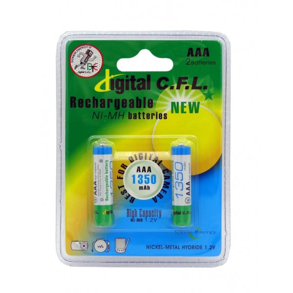 باتری نیم قلمی قابل شارژ دیجیتال سی.اف.ال مدل D1350 بسته 2 عددی