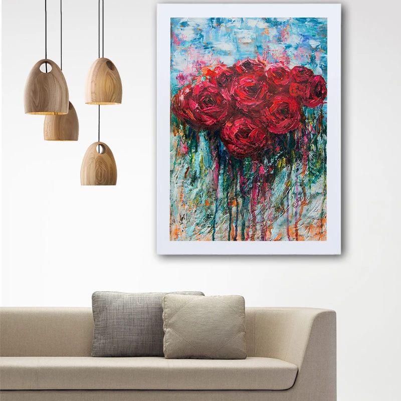 تابلو گالری استاربوی طرح گل رز مدل هنری L67