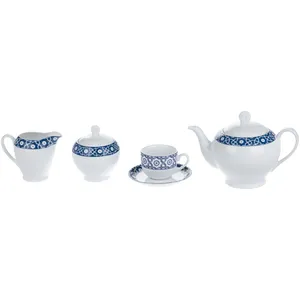 سرویس چای خوری 17 پارچه چینی زرین ایران سری ایتالیا اف مدل میبد درجه عالی