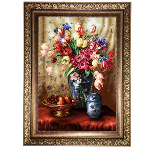 تابلو فرش ماشینی نقش نگار رضوی طرح گل کد 432KC