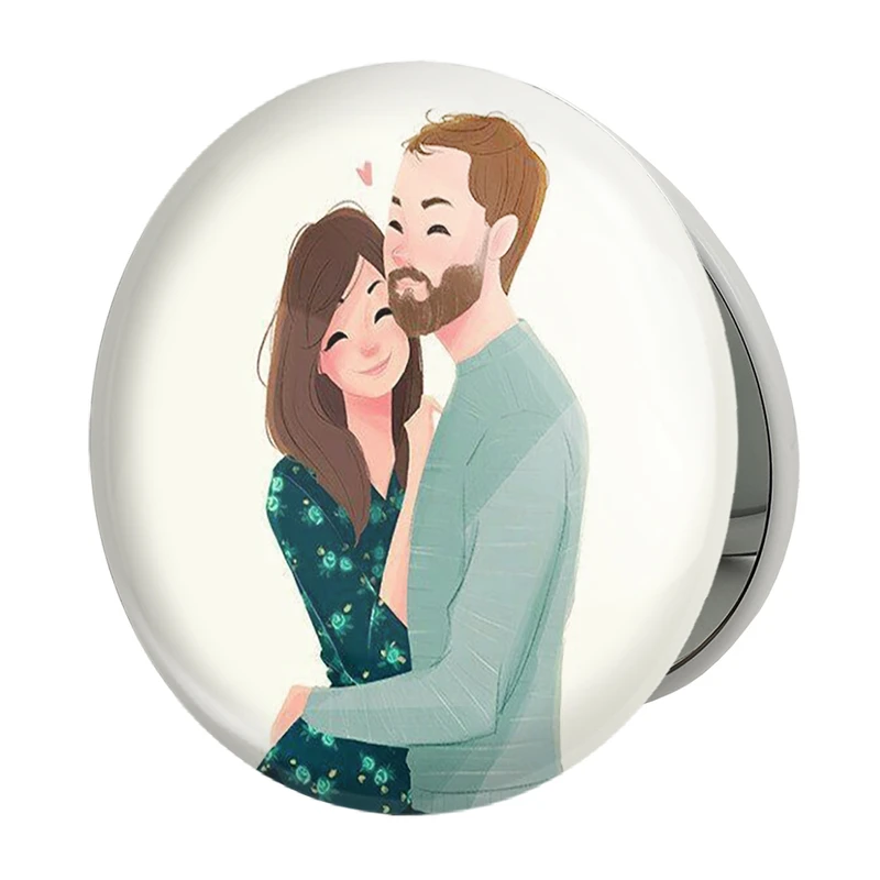 آینه جیبی خندالو طرح عاشقانه مدل تاشو کد 1859 