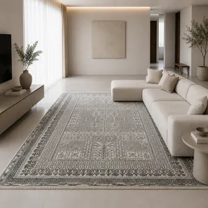 فرش ماشینی 420 شانه آرمانی زمینه و حاشیه طوسی طرح مدرن کد 5607