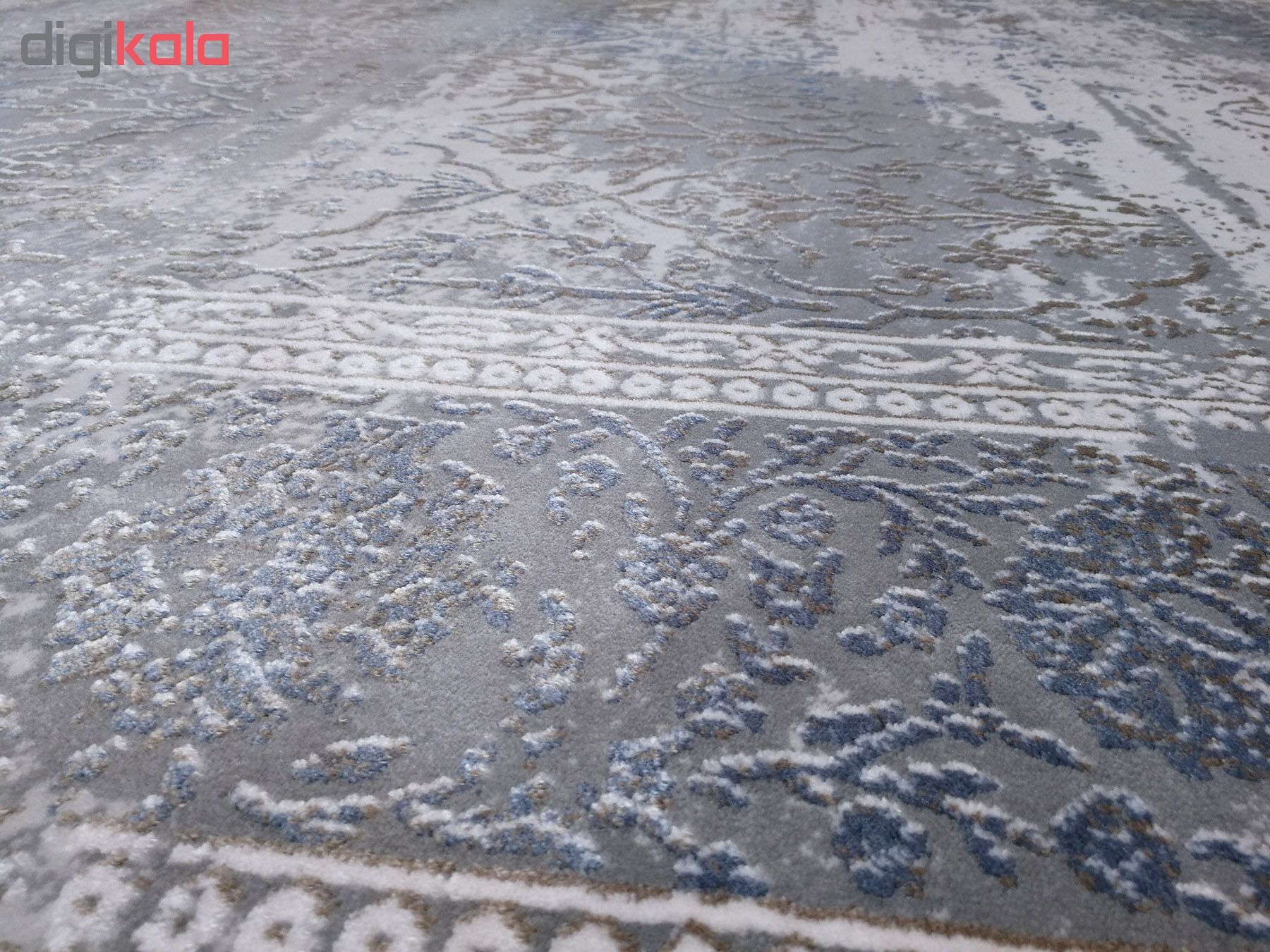 فرش ماشینی زمرد مشهد طرح پتینه کد TA114 زمینه طوسی