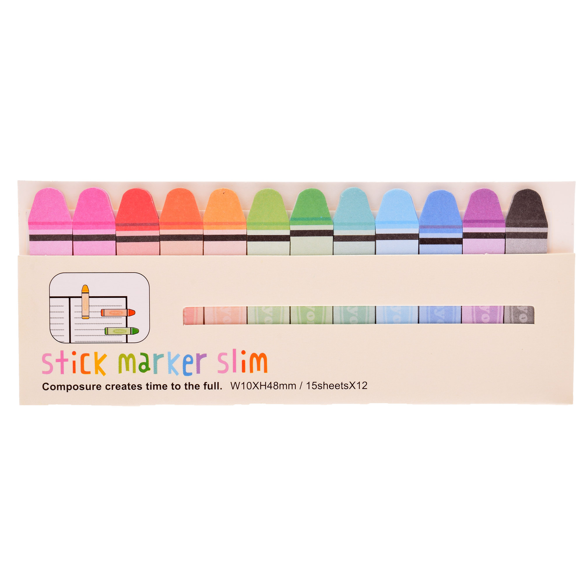 کاغذ یادداشت چسب دار مدل اسلیم طرح crayons