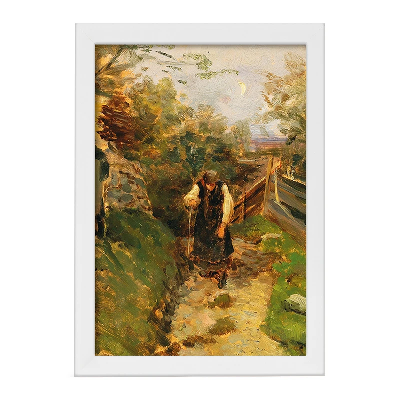 تابلو خندالو مدل نقاشی زن دهقانی در حال بازگشت به خانه اثر اولگا ویزینگر کد F12476