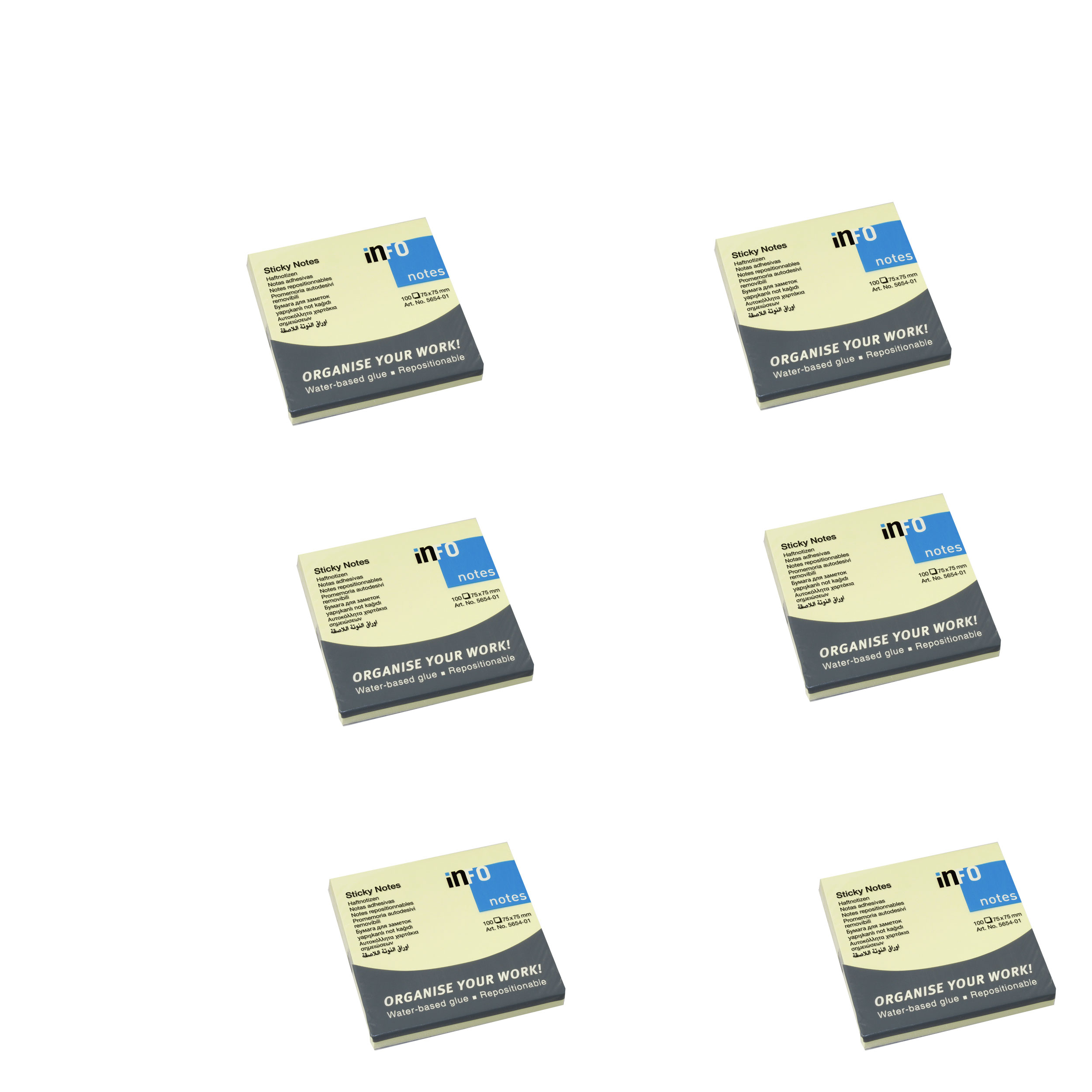 کاغذ یادداشت چسب دار اینفو مدل 01-5654 بسته 6 عددی