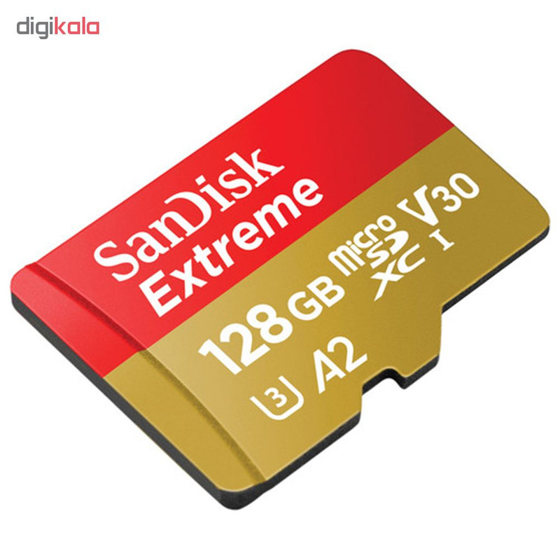 کارت حافظه microSDHC سن دیسک مدل Extreme A2 کلاس 10 استاندارد UHS-I سرعت 160MBps ظرفیت 128 گیگابایت به همراه آداپتور SD