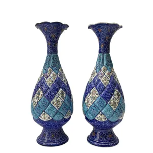 گلدان میناکاری مدل اسلیمی ختایی کد ۱۱ بسته دو عددی