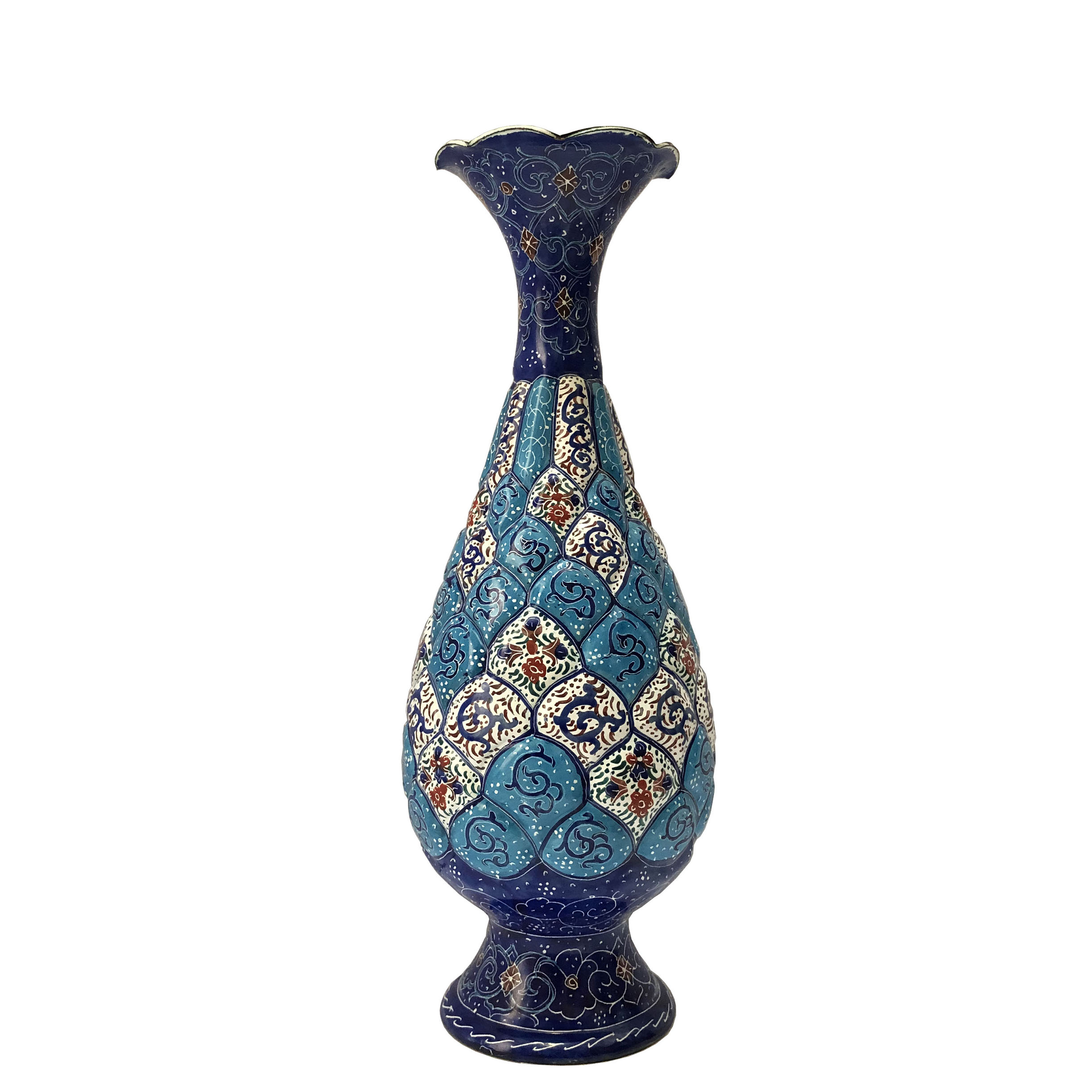 گلدان میناکاری مسی مدل اسلیمی ختایی کد ۱۰
