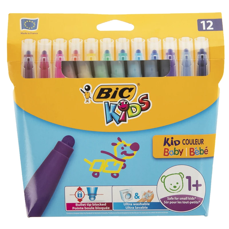 ماژیک رنگ آمیزی بیک سری Kids مدل Kid Couleur Baby - بسته 12 رنگ