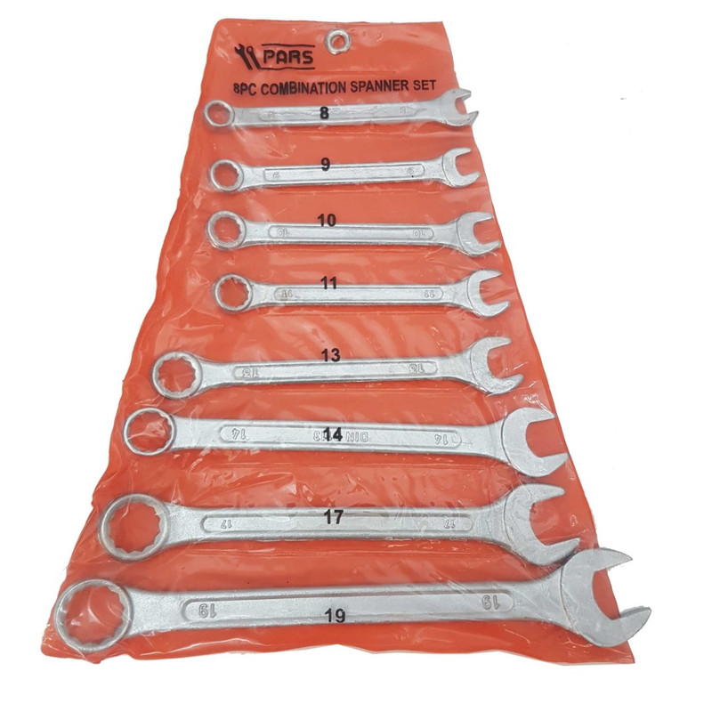 مجموعه 8 عددي آچار يكسر تخت يكسر رينگي پارس مدل p8 مجموعه 8 عددي آچار يكسر تخت يكسر رينگي پارس مدل p8