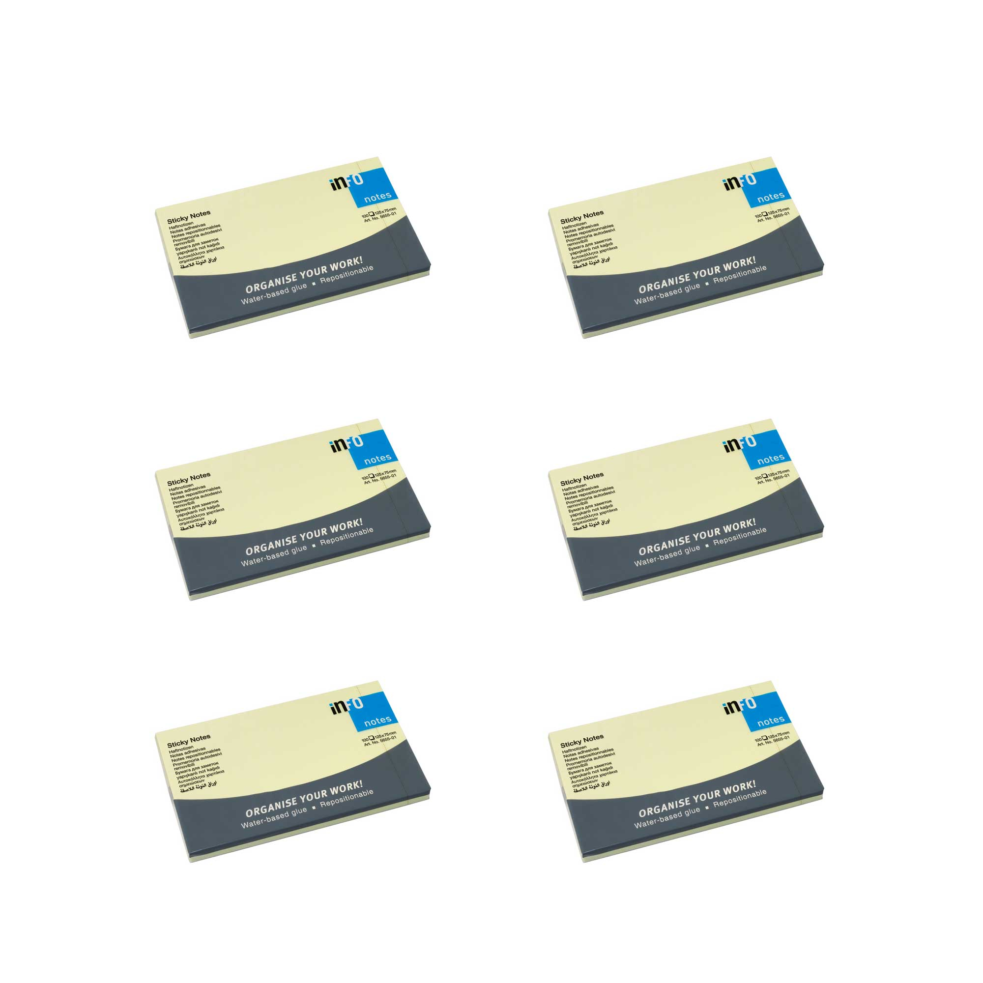 کاغذ یادداشت چسب دار اینفو مدل 01-5655 بسته 6 عددی