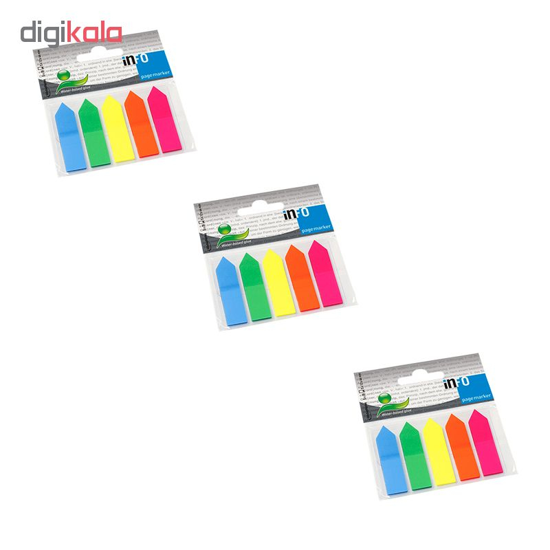 کاغذ علامت گذار چسب دار اینفو مدل 09-2682 بسته 3 عددی