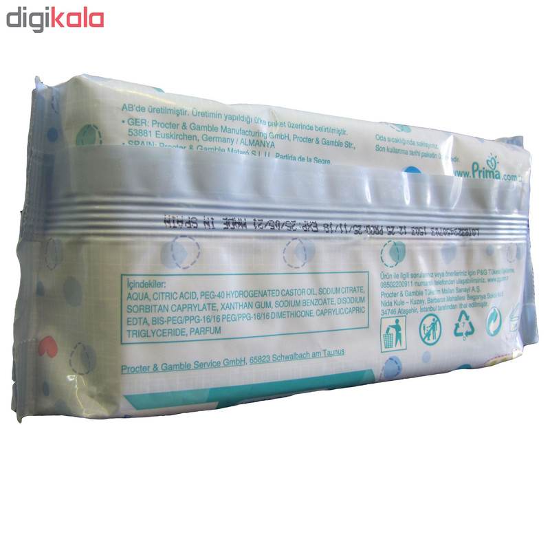 دستمال مرطوب کودک پریما طرح ماهی بسته 64 عددی